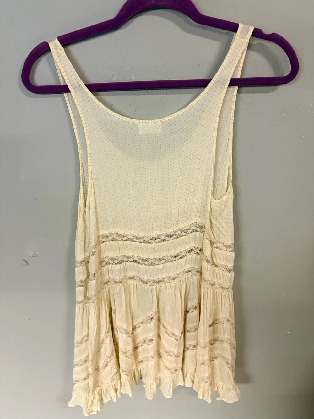 Free People Cream Sleeveless Lace-Trim Intimately dress/slip